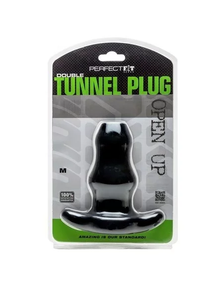 Double Tunnel Plug Noir Medium 9.5 x5.2 cm - Plugs Tunnels - 2