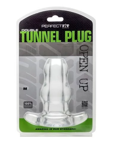 Double Tunnel Plug Transparent Medium 9.5 x 5.2 cm