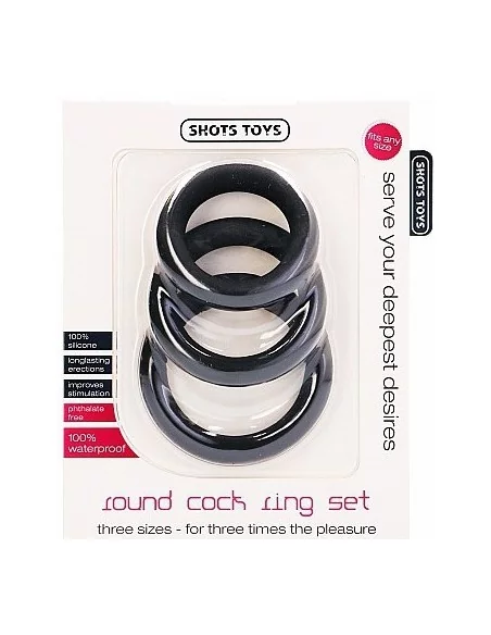 Set de 3 cockrings noirs en silicone