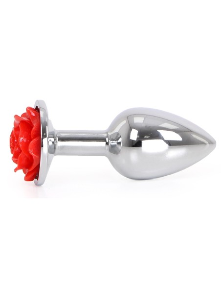 Plug Bijou anal Alu avec Rose 6 x 2.8 cm