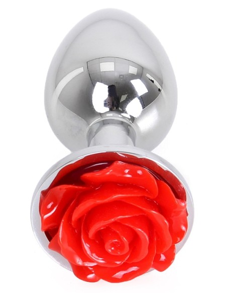Plug Bijou anal Alu avec Rose 6 x 2.8 cm