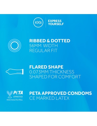 Préservatifs texturés Ribbed & Dotted 54mm x100