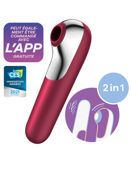 Stimulateur de clitoris + Vibromasseur Dual Love Rouge