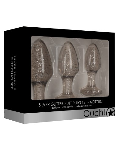 Lot de 3 plugs Glitter Argentés