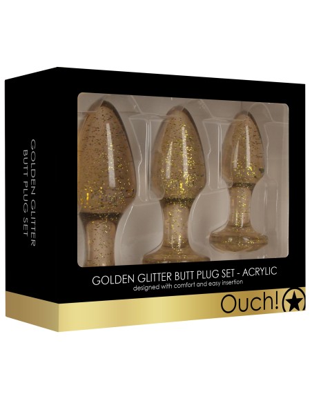 Lot de 3 plugs Glitter Or Lot de 3 plugs Glitter Or