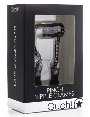 Pinces pour tétons PINCH Chaîne 35cm Noires