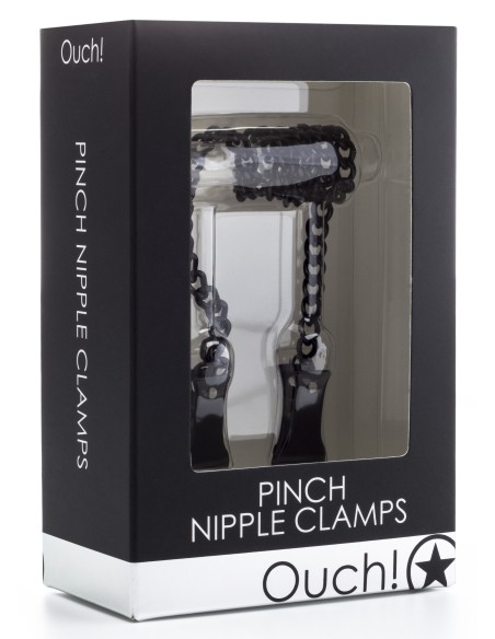 Pinces pour tétons PINCH Chaîne 35cm Noires