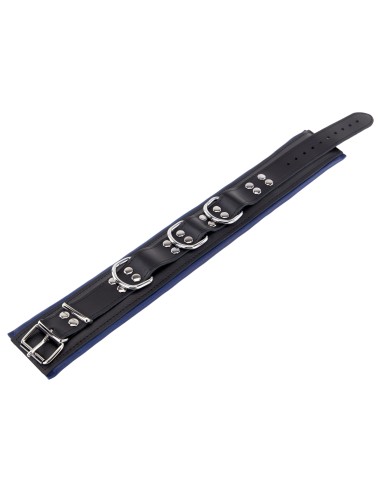 Collier rembourré en cuir 3 Anneaux D Bleu