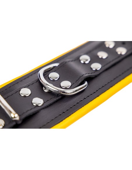 Menottes en cuir rembourrées Noir-Jaune Menottes en cuir rembourrées Noir-Jaune