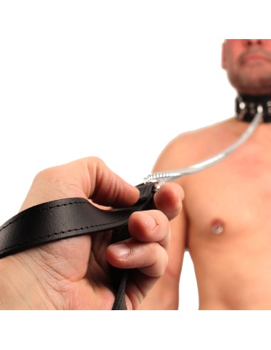 Laisse de chien en cuir noir