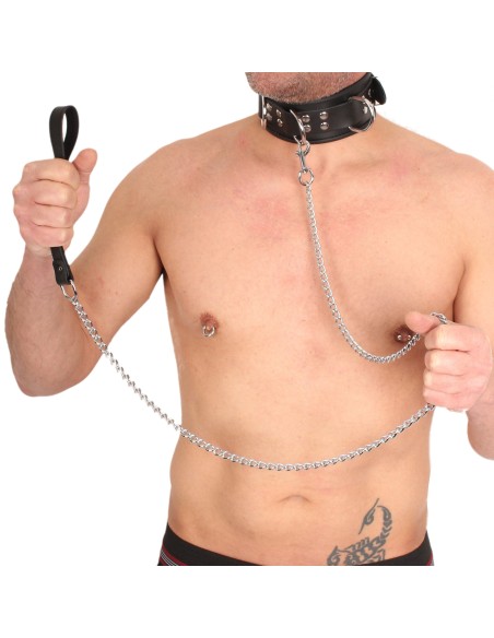 Laisse de chien en cuir noir