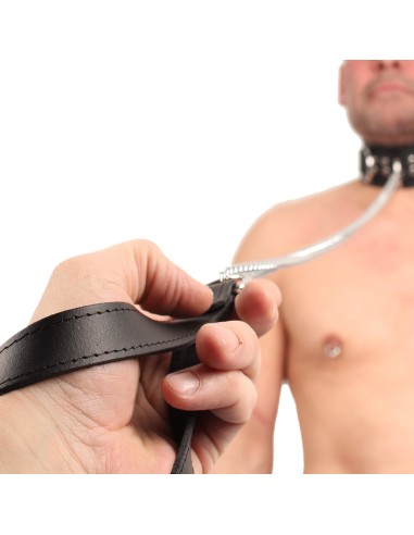 Laisse de chien en cuir noir