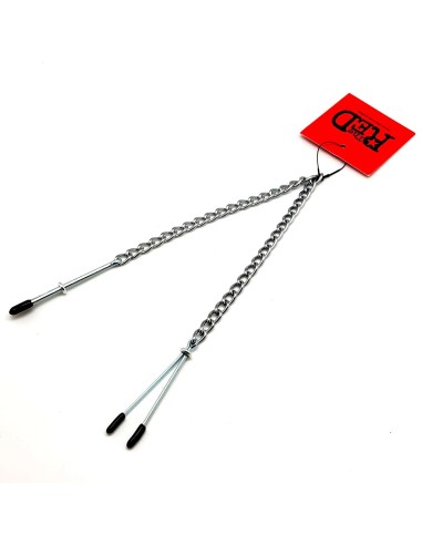 Pinces à seins plates métalliques avec chaine