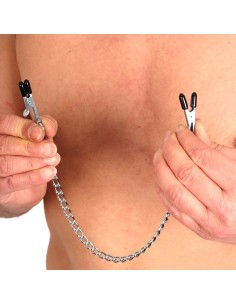 Pinces a seins métallique avec chaine