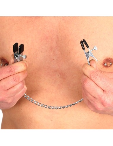 Pinces a seins métallique avec chaine