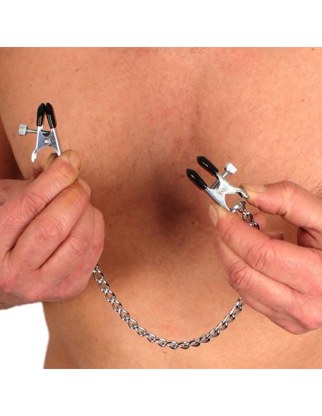 Pinces à seins métalliques avec chaine