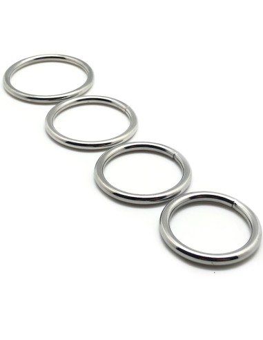 Lot de 4 cockrings en métal ROUND LIGHT | Diamètre de 35 à 50mm