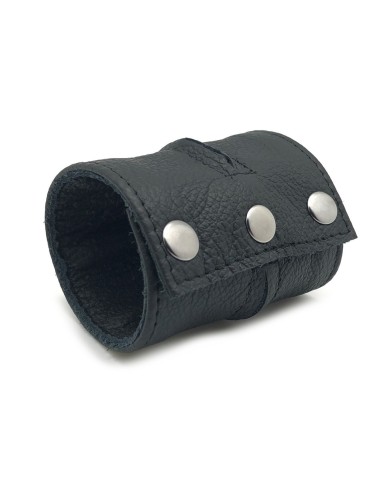 Poignet bracelet de force en cuir - Noir/Noir- avec zip