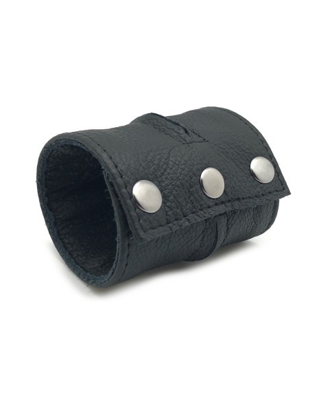 Poignet bracelet de force en cuir - Noir/Noir- avec zip