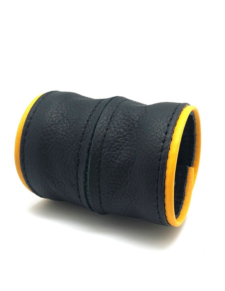 Poignet bracelet de force en cuir - Noir/Jaune- avec zip Poignet bracelet de force en cuir - Noir/Jaune- avec zip