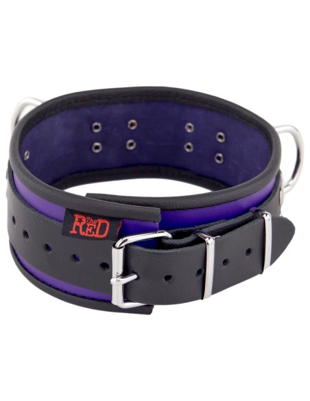 Collier en cuir 3 Anneaux D Violet-Noir Collier en cuir 3 Anneaux D Violet-Noir