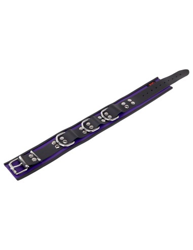 Collier en cuir 3 Anneaux D Violet-Noir
