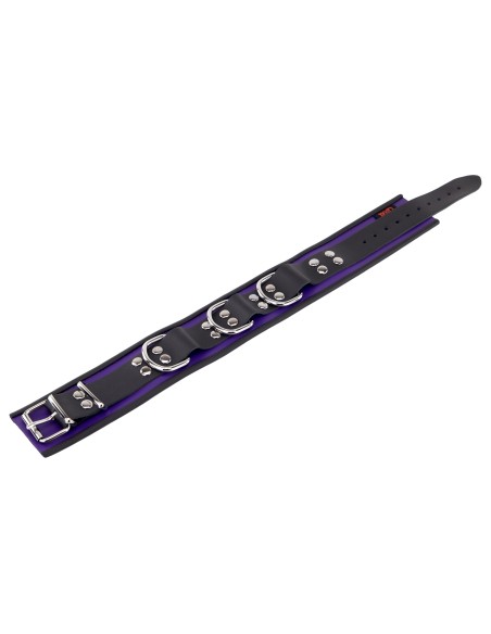 Collier en cuir 3 Anneaux D Violet-Noir Collier en cuir 3 Anneaux D Violet-Noir