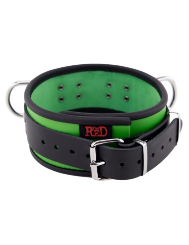 Collier en cuir 3 Anneaux D Vert-Noir