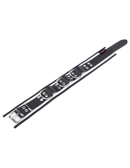 Collier en cuir 3 Anneaux D Blanc-Noir Collier en cuir 3 Anneaux D Blanc-Noir