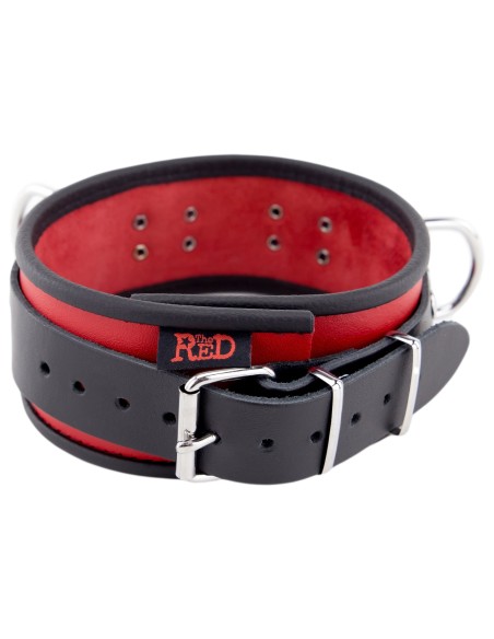 Collier en cuir 3 Anneaux D Rouge-Noir Collier en cuir 3 Anneaux D Rouge-Noir