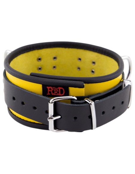 Collier en cuir 3 Anneaux D Jaune-Noir