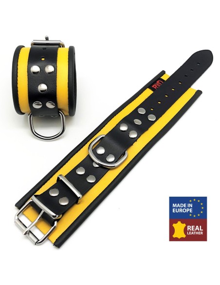 Menottes en cuir Jaune-Noir Menottes en cuir Jaune-Noir