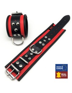 Menottes en cuir - Rouge-Noir