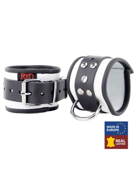 Menottes en cuir Blanc-Noir Menottes en cuir Blanc-Noir