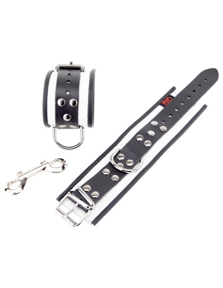 Menotte en cuir - Blanc/ Noir Menotte en cuir - Blanc/ Noir