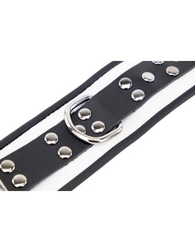Menotte en cuir - Blanc/ Noir