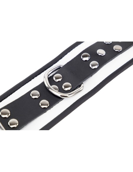 Menotte en cuir - Blanc/ Noir Menotte en cuir - Blanc/ Noir
