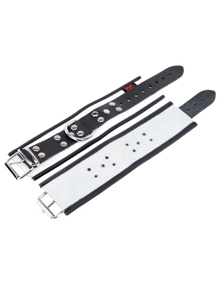 Menotte en cuir - Blanc/ Noir Menotte en cuir - Blanc/ Noir
