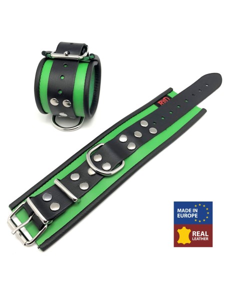 Menottes en cuir Vert-Noir Menottes en cuir Vert-Noir