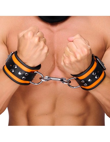 Menotte en cuir - Orange/ Noir