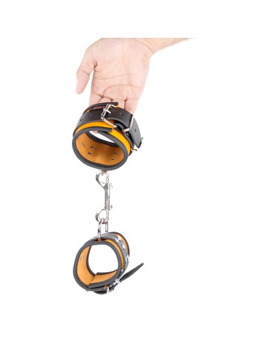 Menotte en cuir - Orange/ Noir