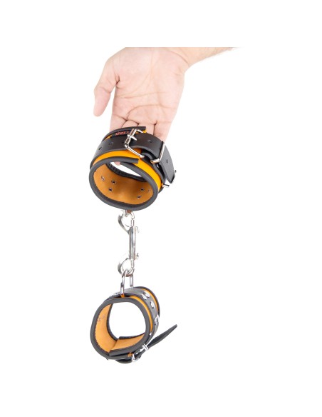 Menotte en cuir - Orange/ Noir