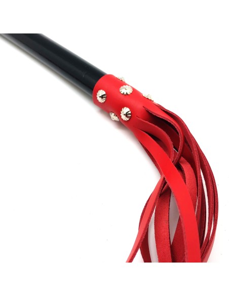 MARTINET BRINS EN CUIR ROUGE - 78cm - MANCHE EN BOIS