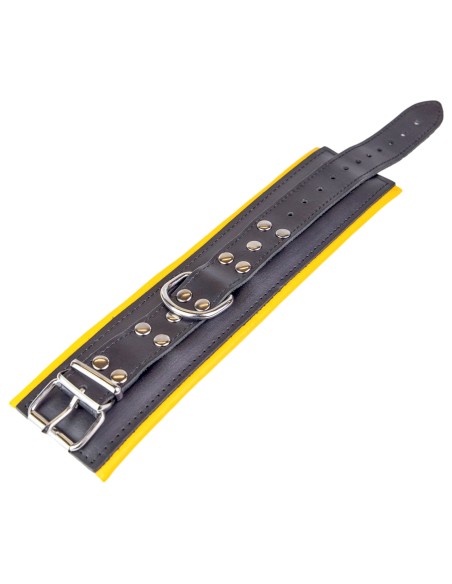 Menotte pour pied en cuir - rembourré - Noir/Jaune Menotte pour pied en cuir - rembourré - Noir/Jaune