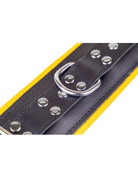 Menotte pour pied en cuir - rembourré - Noir/Jaune Menotte pour pied en cuir - rembourré - Noir/Jaune