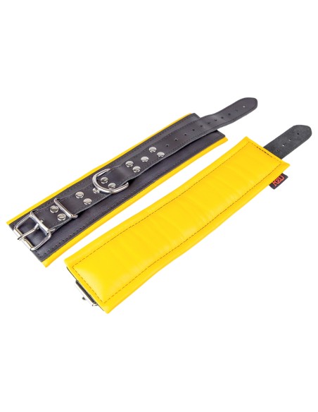 Menotte pour pied en cuir - rembourré - Noir/Jaune Menotte pour pied en cuir - rembourré - Noir/Jaune