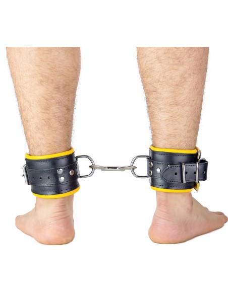 Menotte pour pied en cuir - rembourré - Noir/Jaune Menotte pour pied en cuir - rembourré - Noir/Jaune