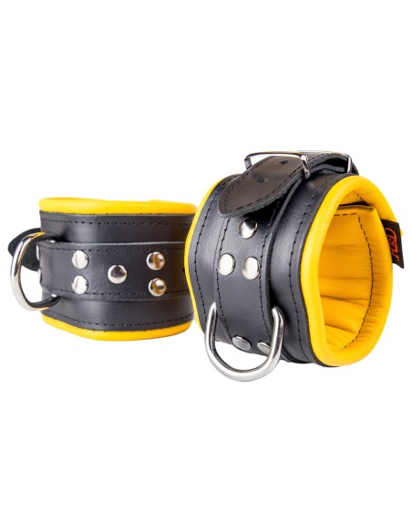 Menotte pour pied en cuir - rembourré - Noir/Jaune Menotte pour pied en cuir - rembourré - Noir/Jaune