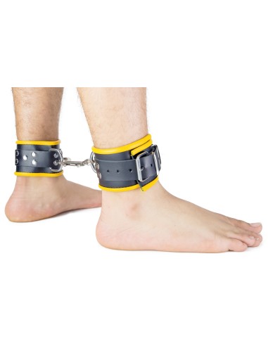 Menottes en cuir pour Chevilles Noir-Jaune