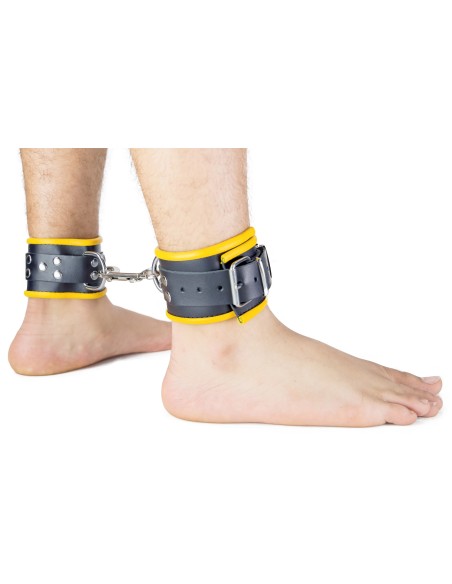 Menottes en cuir pour Chevilles Noir-Jaune Menottes en cuir pour Chevilles Noir-Jaune